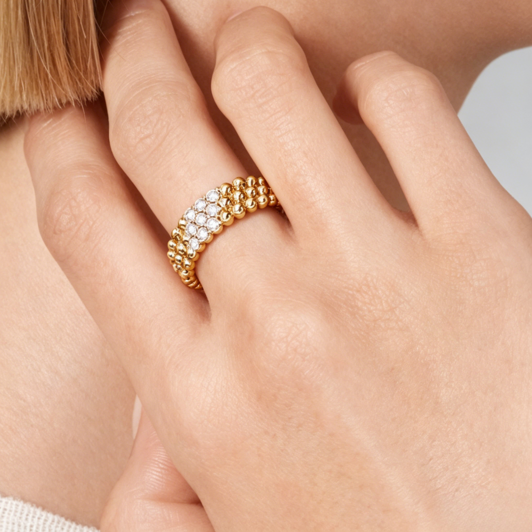 [Mysitc]  THREE-ROW DIAMOND RING
