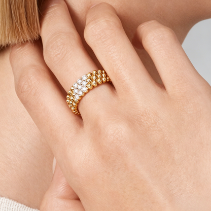 [Mysitc]  THREE-ROW DIAMOND RING