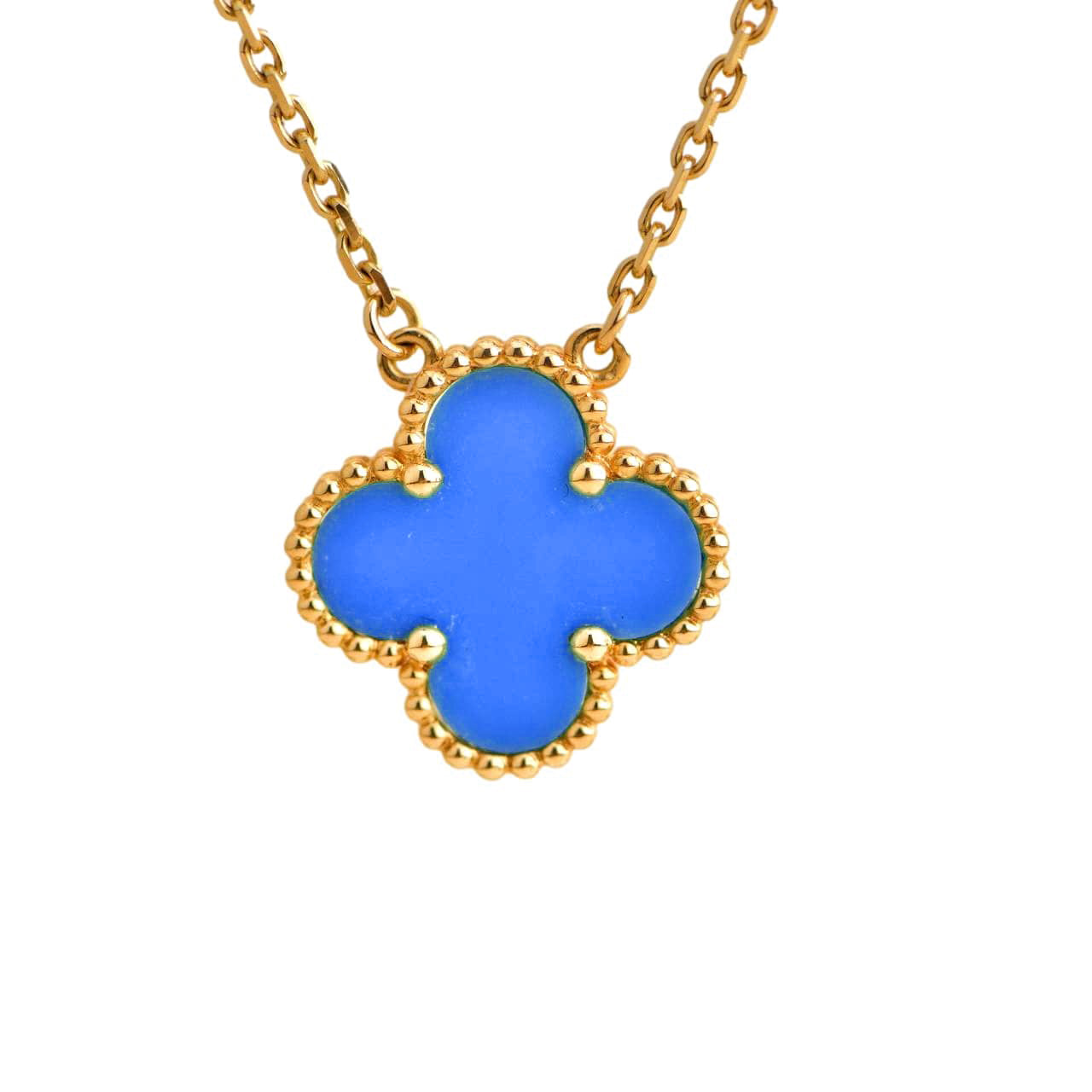[Mystic]CLOVER 15MM BLUE AGATE NECKLACE