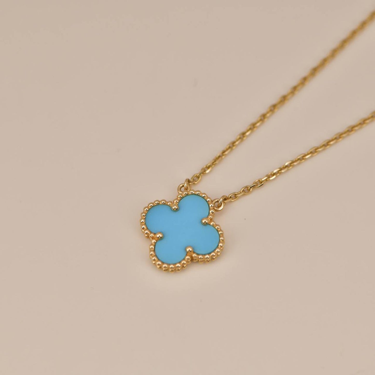 [Mystic]CLOVER 15MM VINTAGE TURQUOISE NECKLACE