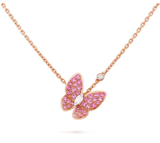 [Mystic]BUTTERFLY RED DIAMOND ROSE GOLD NECKLACE
