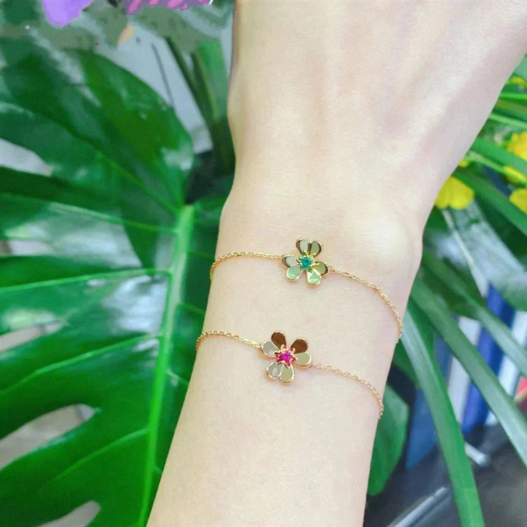 [Mystic]FRIVOLE GOLD FLOWER PINK MALACHITE BRACELET