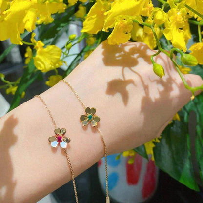 [Mystic]FRIVOLE GOLD FLOWER PINK MALACHITE BRACELET