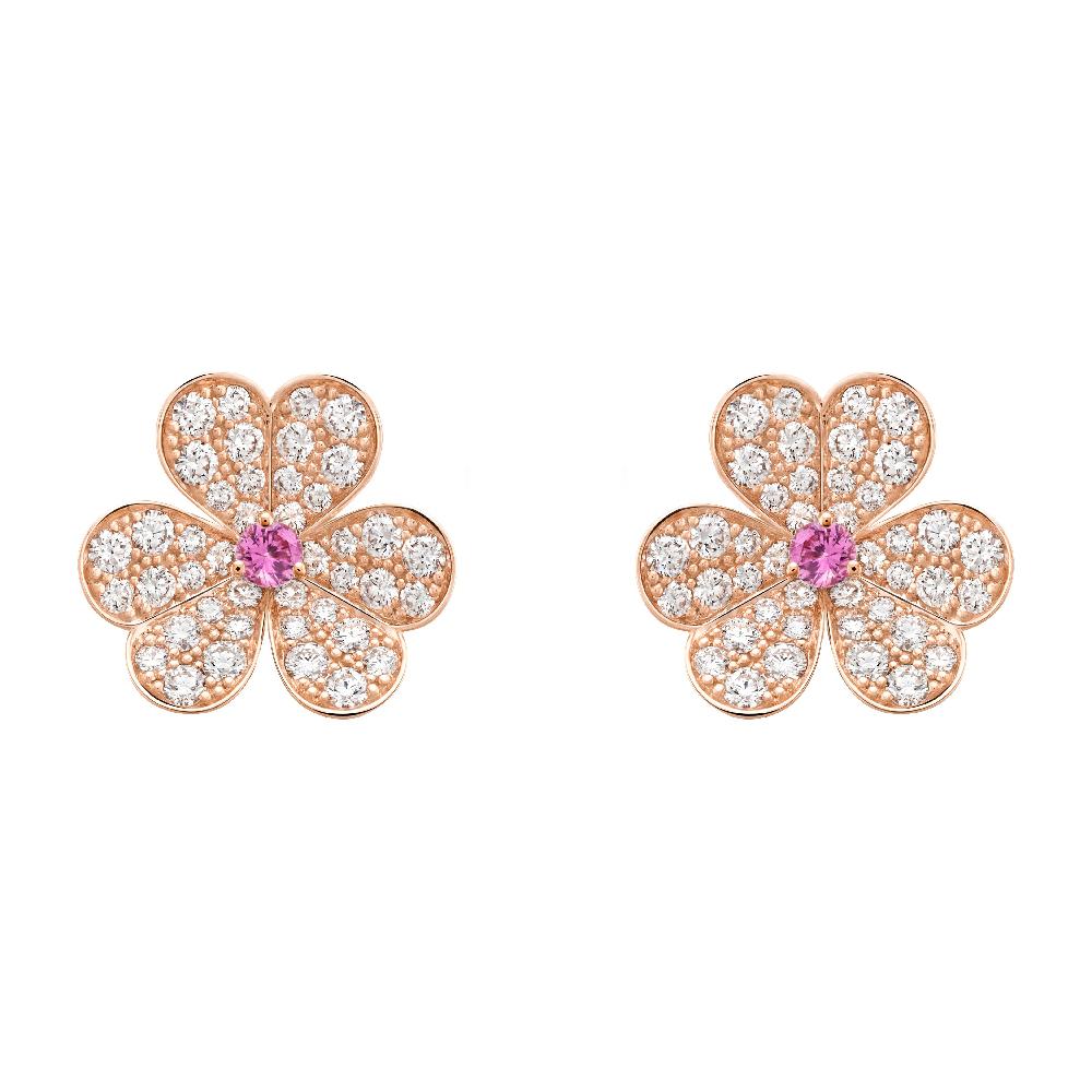 [Mystic]FRIVOLE PINK GOLD FLOWER DIAMOND EARRINGS