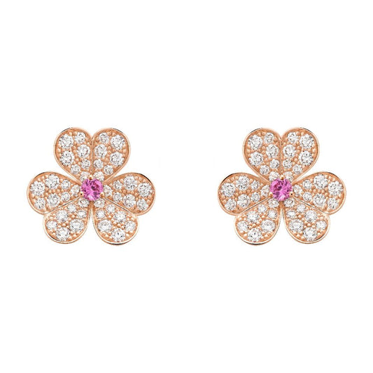 [Mystic]FRIVOLE PINK GOLD FLOWER DIAMOND EARRINGS