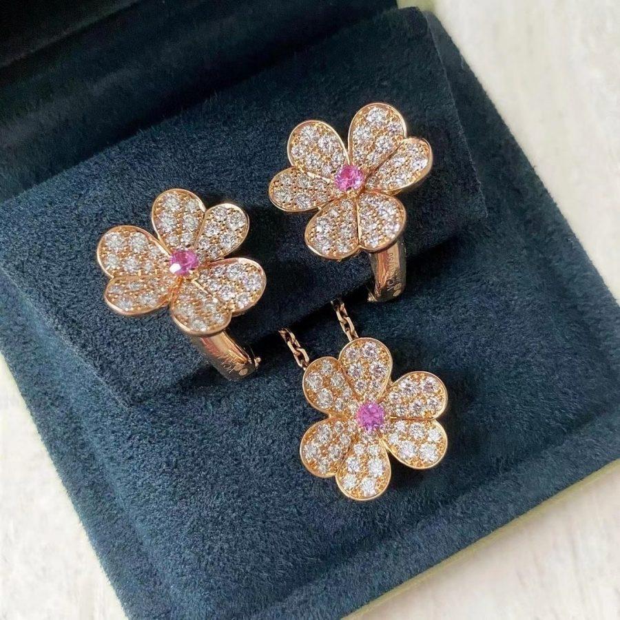 [Mystic]FRIVOLE PINK GOLD FLOWER DIAMOND EARRINGS