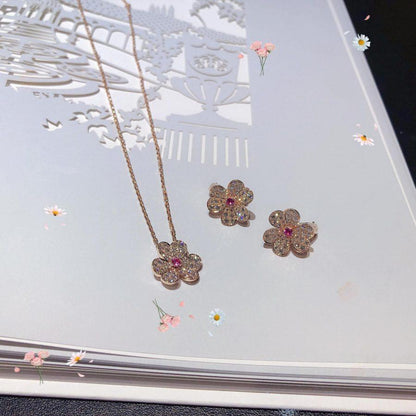 [Mystic]FRIVOLE ROSE GOLD FLOWER DIAMOND NECKLACE