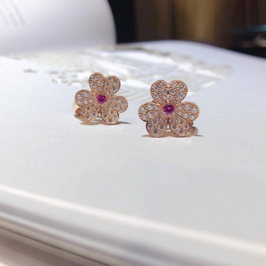 [Mystic]FRIVOLE PINK GOLD FLOWER DIAMOND EARRINGS