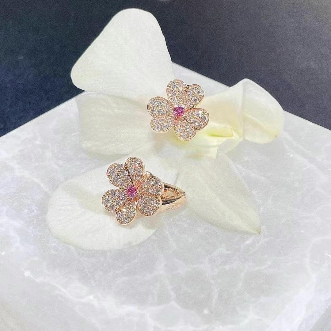 [Mystic]FRIVOLE PINK GOLD FLOWER DIAMOND EARRINGS