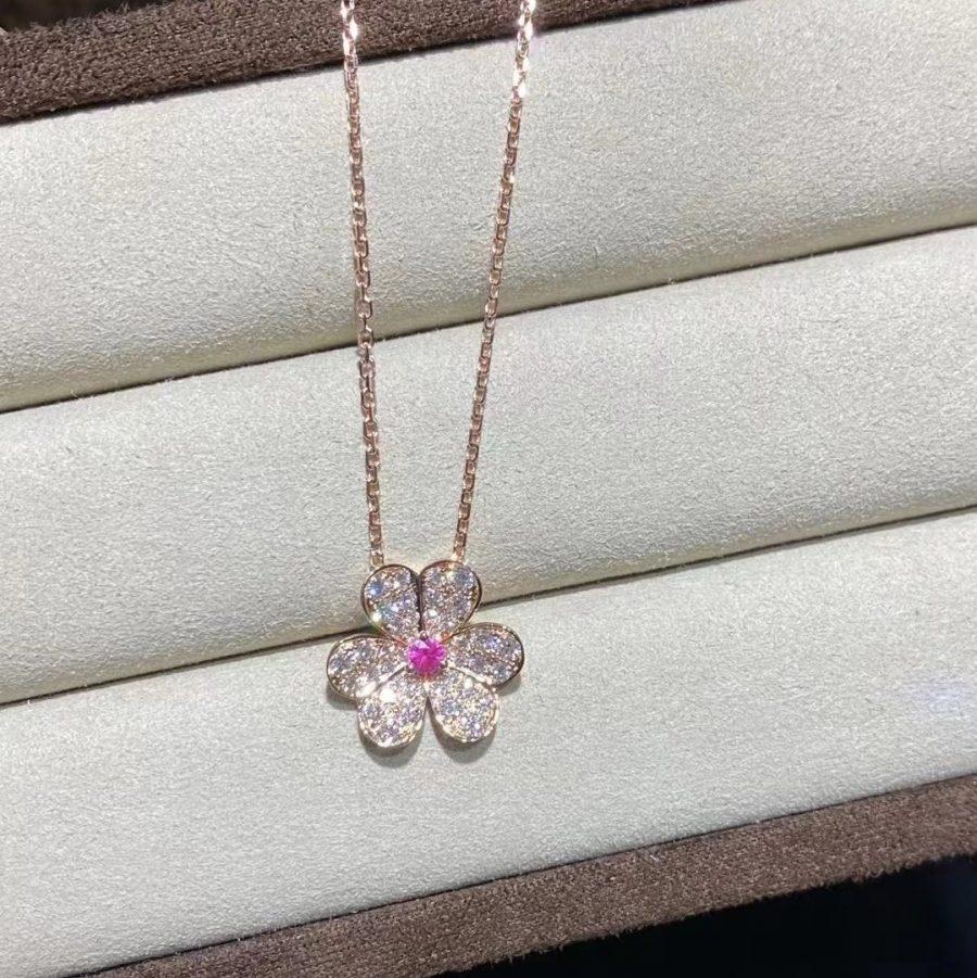 [Mystic]FRIVOLE ROSE GOLD FLOWER DIAMOND NECKLACE