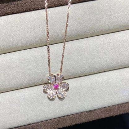 [Mystic]FRIVOLE ROSE GOLD FLOWER DIAMOND NECKLACE