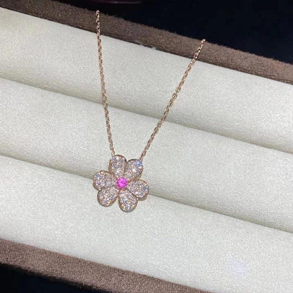 [Mystic]FRIVOLE ROSE GOLD FLOWER DIAMOND NECKLACE