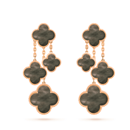 [Mystic]CLOVER EARRINGS DARK MOP 4 MOTIFS ROSE GOLD