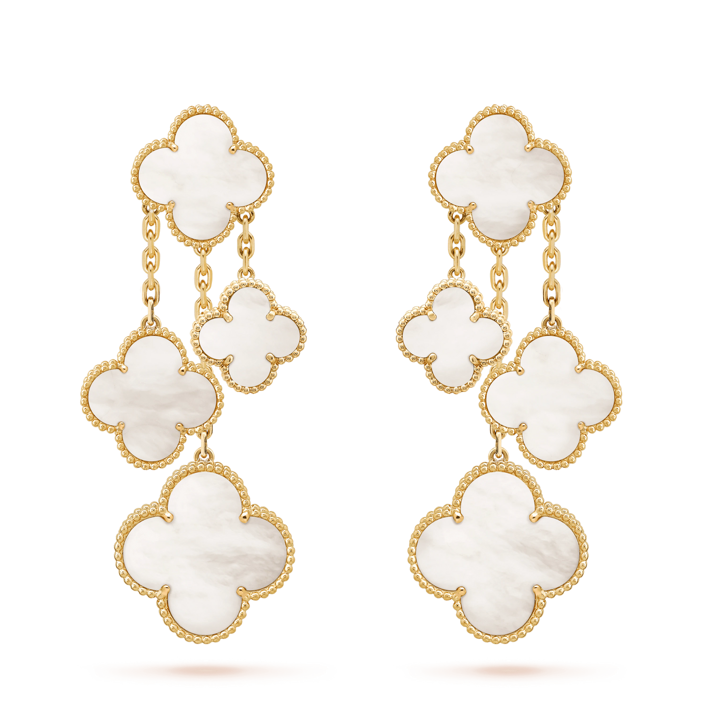 [Mystic Crown]CLOVER EARRINGS WHITE MOP 4 MOTIFS GOLD