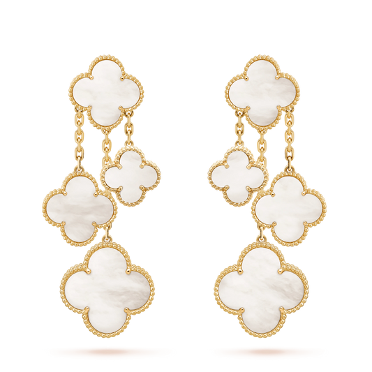 [Mystic Crown]CLOVER EARRINGS WHITE MOP 4 MOTIFS GOLD