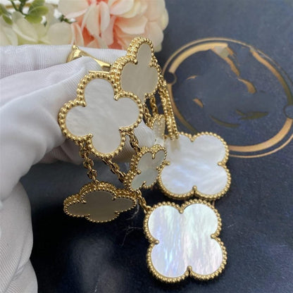 [Mystic]CLOVER EARRINGS WHITE MOP 4 MOTIFS GOLD