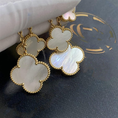 [Mystic Crown]CLOVER EARRINGS WHITE MOP 4 MOTIFS GOLD