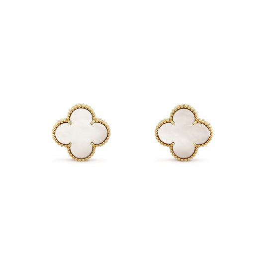 [Mystic Crown]CLOVER MEDIUM 1 MOTIFS  WHITE MOP STUD EARRINGS