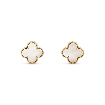 [Mystic]CLOVER MEDIUM 1 MOTIFS  WHITE MOP STUD EARRINGS