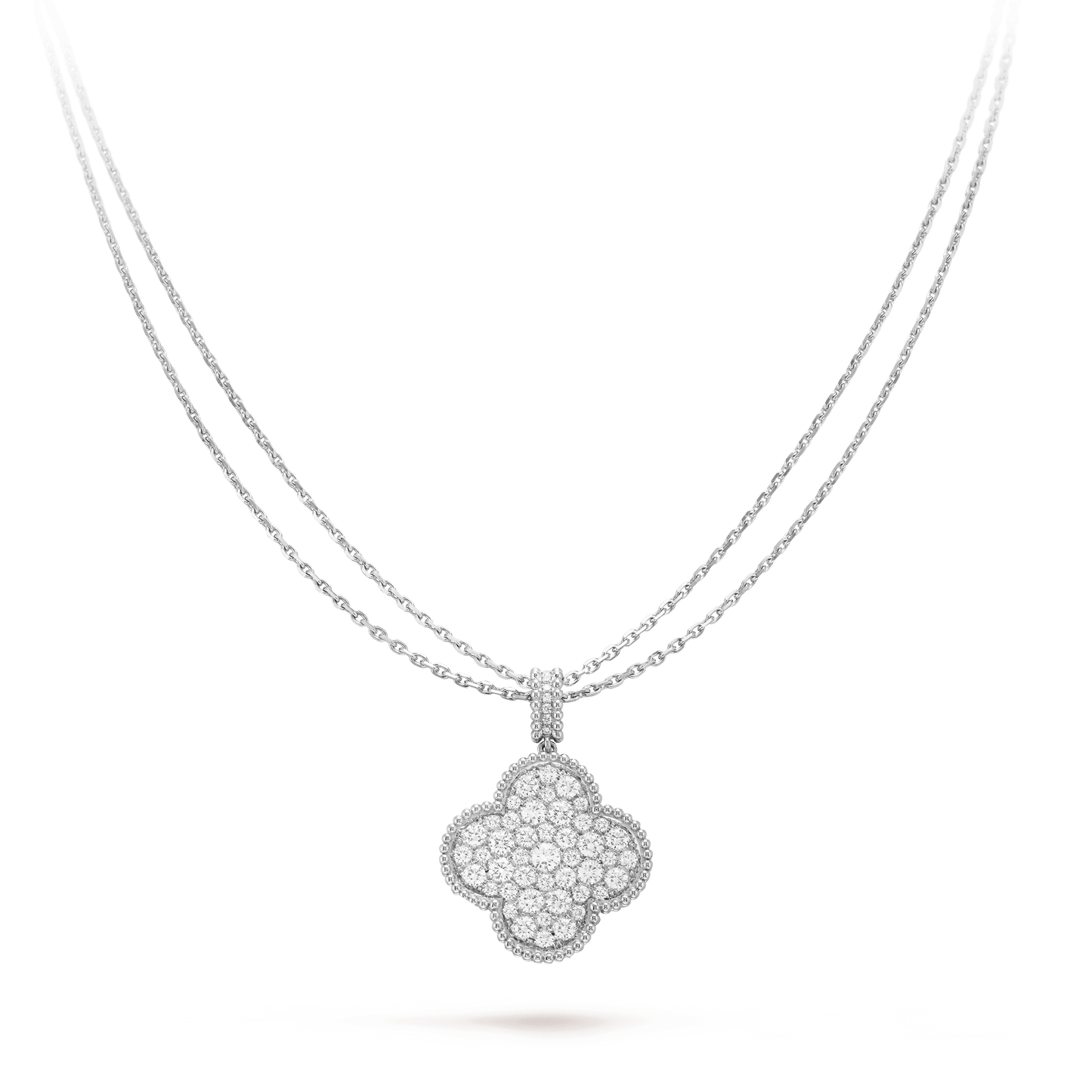 [Mystic]CLOVER 25MM SILVER FULL DIAMOND BIG CLOVER NECKLACE