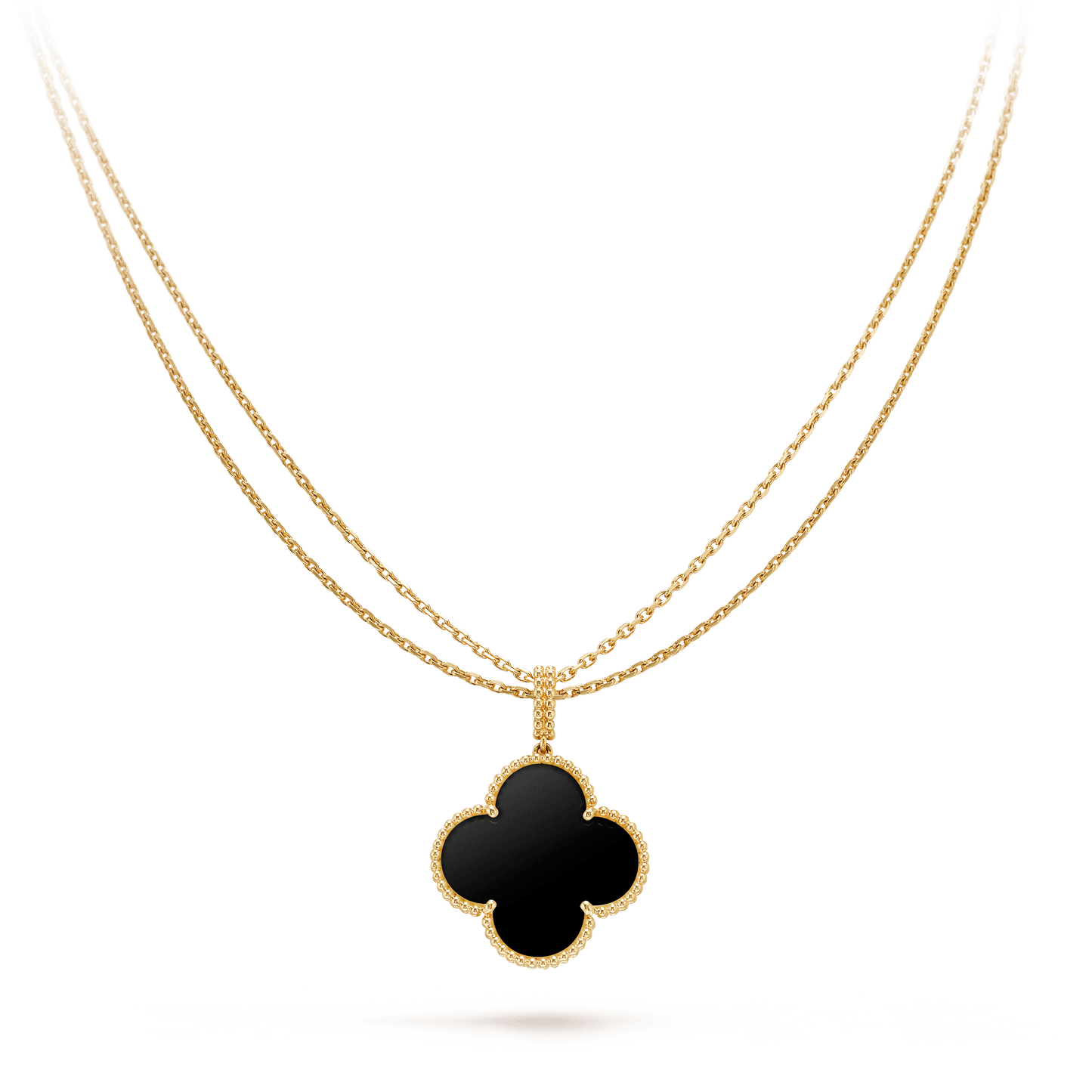 [Mystic]CLOVER 25MM GOLD ONYX GROSSE KLEE-HALSKETTE