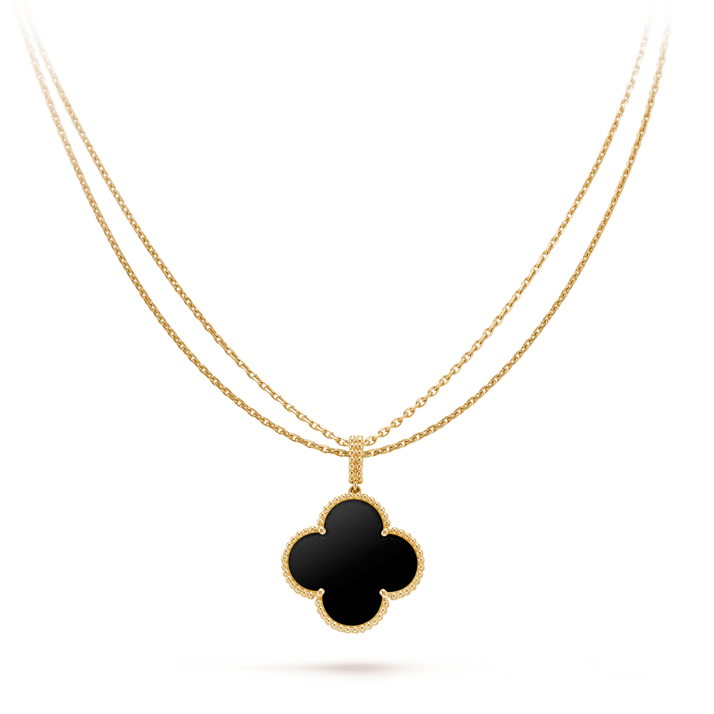 [Mystic Crown]CLOVER 25MM GOLD ONYX BIG CLOVER NECKLACE