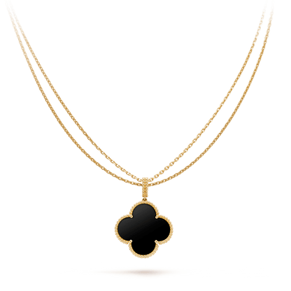 [Mystic Crown]CLOVER 25MM GOLD ONYX BIG CLOVER NECKLACE