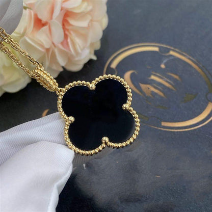 [Mystic]CLOVER 25MM GOLD ONYX GROSSE KLEE-HALSKETTE