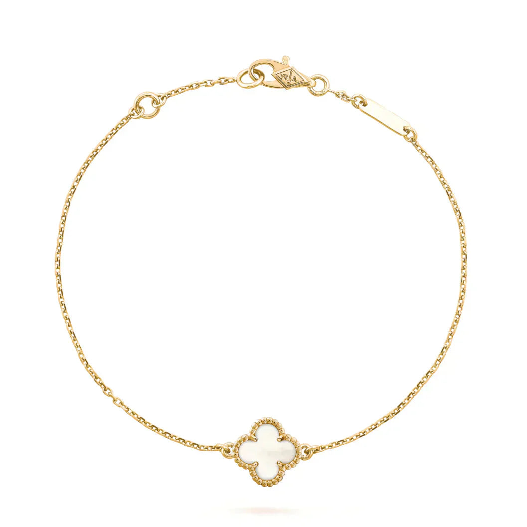 [Mystic]CLOVER WHITE MOP SINGLE FLOWER BRACELET