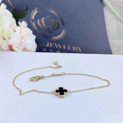 [Mystic]CLOVER ONYX SINGLE FLOWER BRACELET