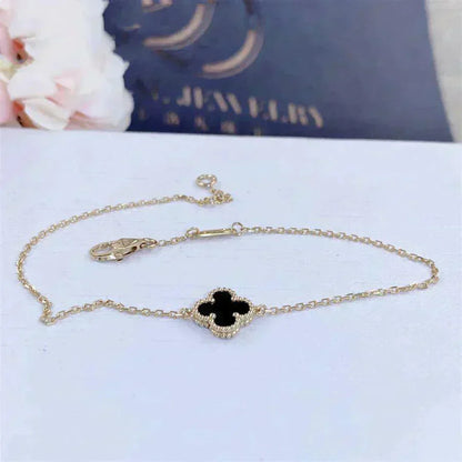 [Mystic]CLOVER ONYX SINGLE FLOWER BRACELET