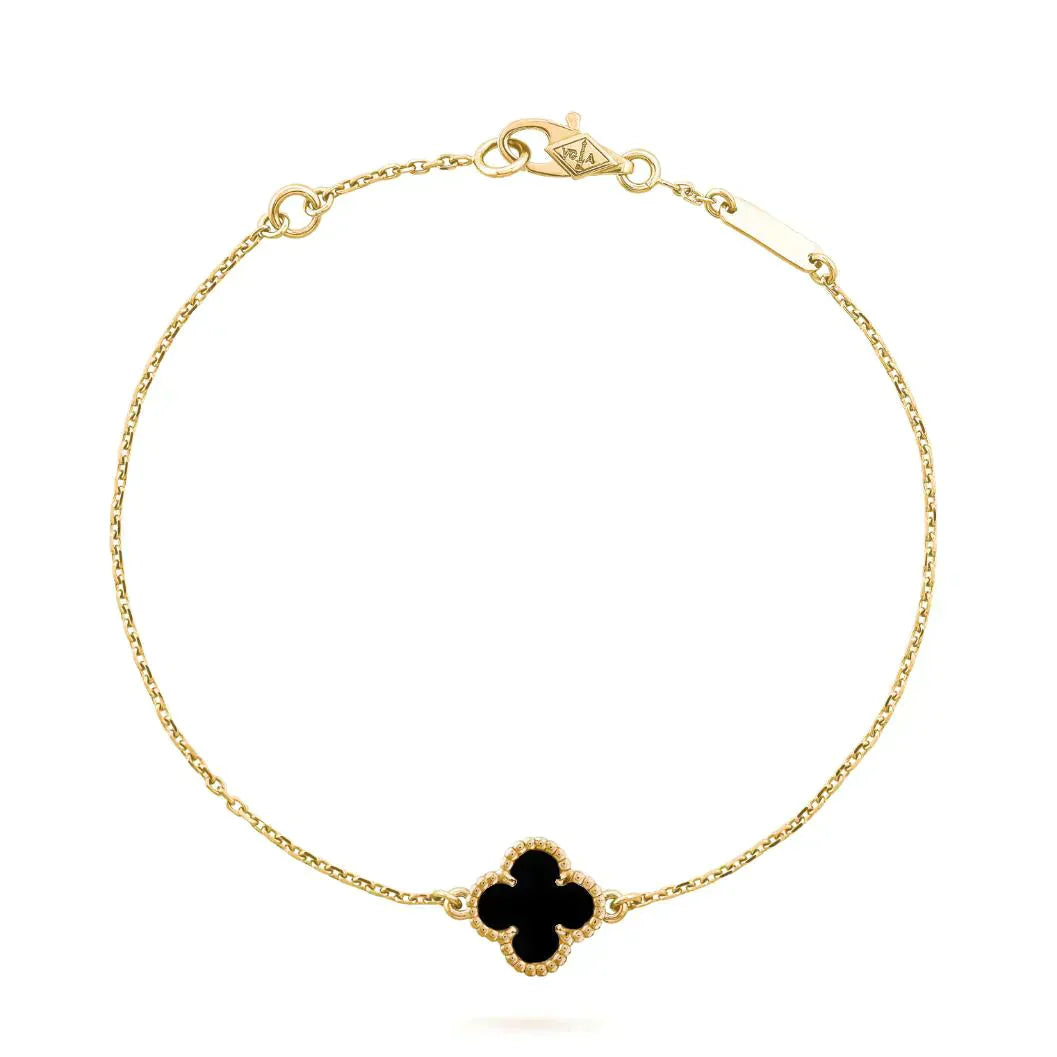 [Mystic]CLOVER ONYX SINGLE FLOWER BRACELET