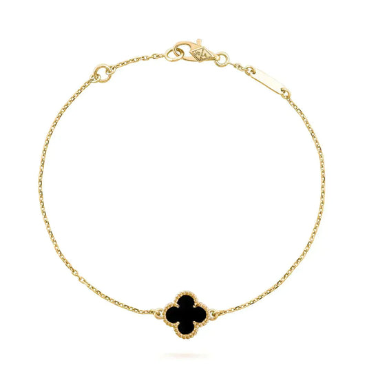 [Mystic]CLOVER ONYX SINGLE FLOWER BRACELET