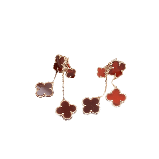 [Mystic Crown]CLOVER EARRINGS CARNELIAN 4 MOTIFS PINK GOLD