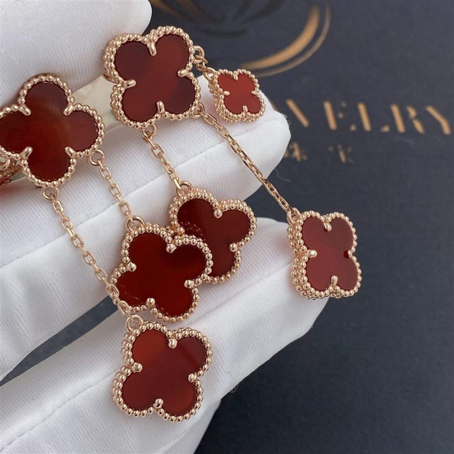 [Mystic Crown]CLOVER EARRINGS CARNELIAN 4 MOTIFS PINK GOLD
