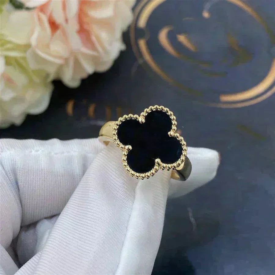 [Mystic Crown]CLOVER ONYX RING