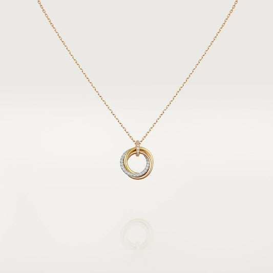 [Mystic]TRINITY NECKLACE SILVER GOLD PINK GOLD DIAMONDS