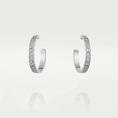 [Mystic Crown]LOVE DIAMOND SILVER HOOP EARRINGS