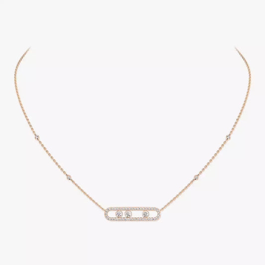 [Mysitc]  Move Pave_ Rose Gold Diamond Necklace