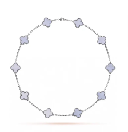 [Mystic]CLOVER 10 MOTIFS BLUE CHALCEDONY NECKLACE