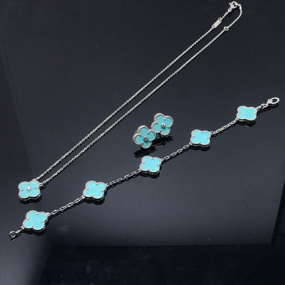 [Mystic]CLOVER 1 DIAMOND BLUE SKY SILVER EARRINGS