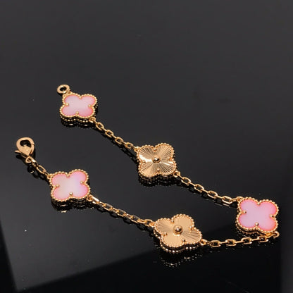 [Mystic]CLOVER BRACELET 5 MOTIF PINK AND PINK GOLD