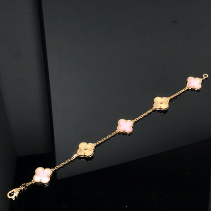 [Mystic]CLOVER BRACELET 5 MOTIF PINK AND PINK GOLD