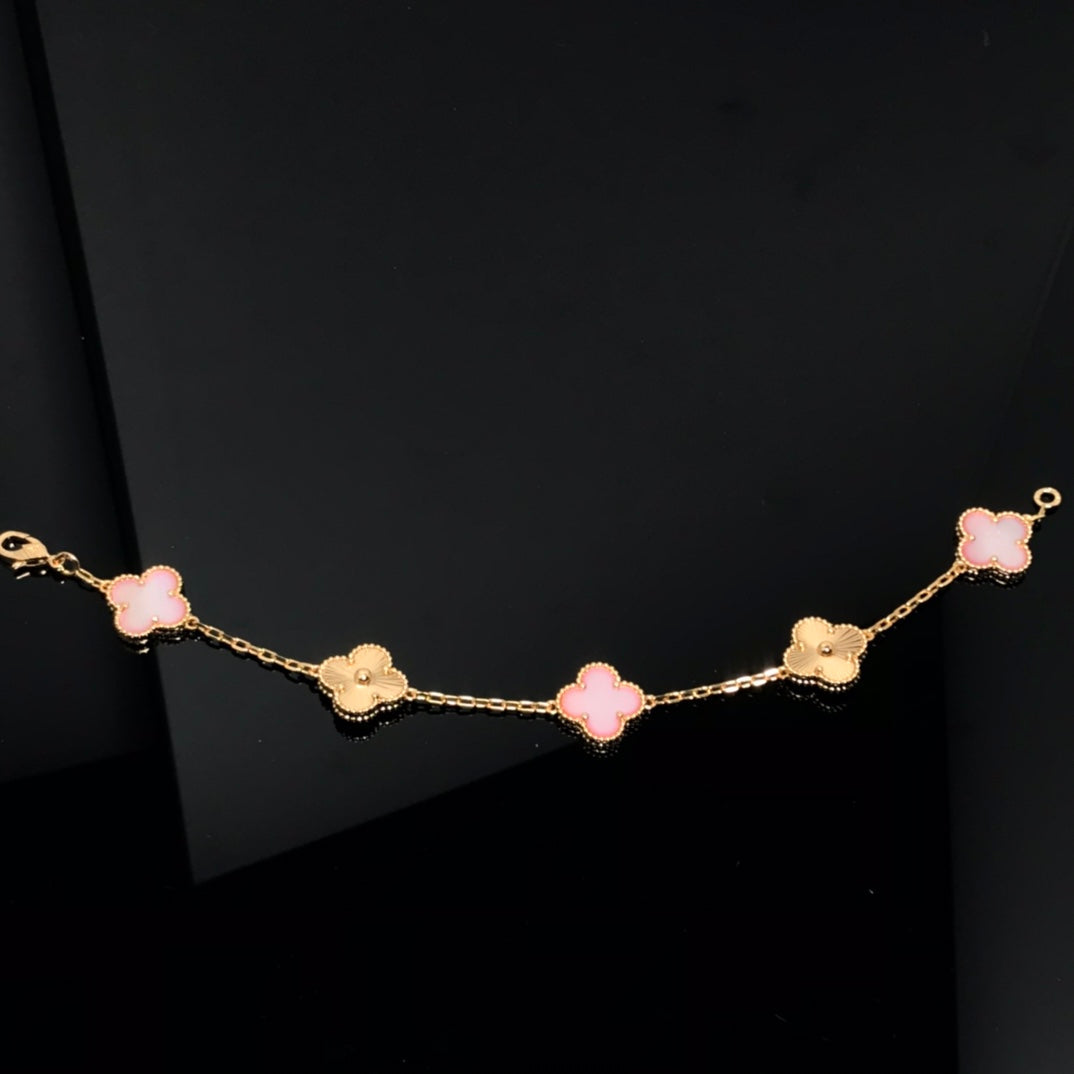 [Mystic]CLOVER BRACELET 5 MOTIF PINK AND PINK GOLD