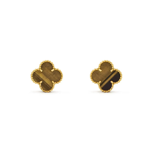 [Mystic]CLOVER MEDIUM 1 MOTIFS TIGER EYE EARRINGS