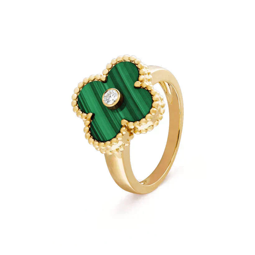 [Mystic]CLOVER MALACHITE RING GOLD DIAMOND