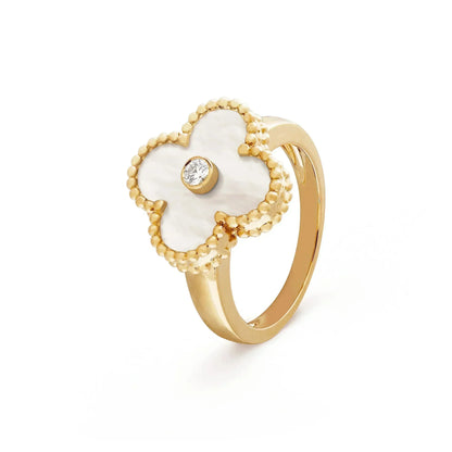 [Mystic]CLOVER PINK MOP RING GOLD DIAMOND